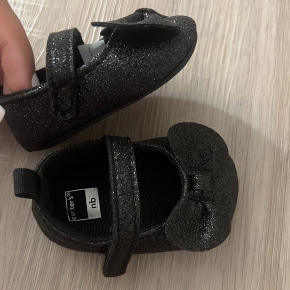 sparkly black baby girl strapped flats - Picture 5 of 5